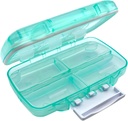 EZY DOSE Vocht-Proof Pill Case, Medicine Planner, Vitamine Organizer Box, Travel-Friendly, Latch-Closure naar veilige inhoud, 7 individuele afdelingen Meerdere maten met strakke Seal, Medium, Groen
