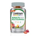 Centrum MultiGummies Gummy Multivitamine voor volwassenen 50 Plus, Multivitamine/Multimineral Supplement met Calcium, Zink en Vitaminen B en D, Assorted Fruit smaak - 90 Tel.