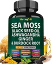 Sea Moss Black Seed Oil Ashwagandha Ginger, Biologische Sea Moss Capsules met Burdock Root, Ierse Seamoss Pillen met Bladderwrack, Advanced Multimineral Supplement, Verenigde Staten