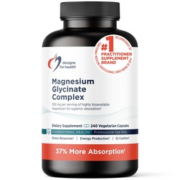 Designs for Health Magnesium Glycinate Complex - Chelated Magnesium Bisglycinate + High Absorptie Magnesium for Calming & Sleep, Heart Health, Immune Support & Bone Strength - Vegan (240 Capsules)