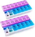 Deke Home - Pill Organizer 2 keer per dag (2 Pack), Weekly AM PM Pill Box, 7 Day Morning and Night Medicine Organizer, BPA-Free Daily Vitamine Container, Gemakkelijk Open Travel Pill Case, 7.8"x3.6"x1.3"