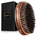 BFWood Boar Bristle Baard Brush - Black Wood Walnut Military Style, Heren houten snorborstel