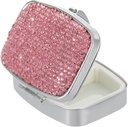 Pillen Organisator Travel,Square kleine metalen pil Box Case,Compacte geneeskunde Vitamine Container, Portable pil houder fles voor vrouwen(Roze)