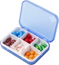 Portable Pill Organizer - Slim Pill Box voor portemonnee of reizen, Compact Pill Case(6 Compartiment,Blue)