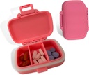 Reizen pil Organizer - Duurzame, Waterdichte pil Case Travel Grootte met 3 Compartiments - Compacte pil Travel Case voor Vitaminen, Supplementen, Geneeskunde - Travel Pill Container voor Purse (Roze)