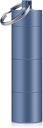 Opret Keychain pil houder, 3 Compartiments metaal kleine pil geval, waterdichte draagbare reis pil Box, pil container voor portemonnee (blauw)