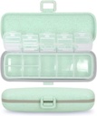 Naturetouch Pill Organizer, 7 Compartments Pill Box Portable Travel Medicine Organizer voor Portemonnee of Pocket 7 Day Pill Dispenser opslag geval met slot voor vitamine medicatie Fish Oil Supplementen Gree