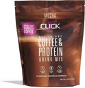 Klik op koffie-eiwit, proteïne en echte koffie all-in-one, maaltijd vervangende voeding Drink, mokka smaak, 23 essentiële vitaminen, dubbele schot espresso koffie, warm of koud, 15,8-once