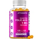 Vitamatic Folic Acid Gummies 1000 mcg (1 mg) - een essentiële prenatale vitamines voor moeder en baby - Vitamine B9-120 Vegan Gummies (1)