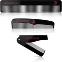 Bossman acetaat baard, snor, & Hair Comb Set van 3 - Combs voor mannen met minimalistische magnetische doos (7.5-inch, 5-inch, 3,5-inch) - Kenmerken afgeronde tanden, dubbelzijdige tanden, en opvouwbaar ontwerp