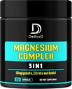 Magnesiumbisglycinaat, citraat en oxide - 150 capsules - 100mg Elemental Triple Magnesium Complex Supplement - Ondersteuning voor energieproductie, spier-, hersen- en immuungezondheid