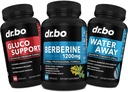 DR. BO Berberine Supplement Metabolism Support & Water Pills - 1200mg Berberine HCL Supplement for Healthy Metabolic Support - Premium HCL 600mg Per Capsule & Water Pills Diuretics Retention