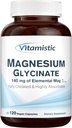 Magnesium Glycinate, Chelated, Highly Bio available, Fully Reacted & Non-Buffered, Gentle on The Mtomach, 140 mg Elemental Magnesium, for Sleep, Bone, Non GMO, 120 Vegan Caps