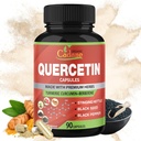 Biologische Cadane Quercetin Extract Capsules, 90 capsules, 3 maanden Levering met Quercetine, Kurkuma Curcumine, Berberine, Nettle, Black Seed Powder, Black Pepper.