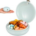 iplusmile Pill Organizer 4 keer per dag, leuke Ronde Reizen Containers, Portable Removable Compartments Pill Box Dispenser voor vrouwen werkplek vakantie dagelijkse vitamines drager (blauw)