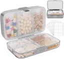 FYY Wekelijkse Pillen Organisator met Labels,8 Compartments Reizen Dagelijkse Pillen Case Luchtdichte Vochtdichte Grote Pillen Doos om Vitaminen, Visolie, Supplementen, Cotton Swab en Bandages-Grey vast te houden