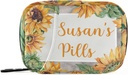 Aangepaste pil Box 7 dagen pil Case Bag Zonnebloem Gepersonaliseerde naam Reis pil Organisator Bag met rits draagbare week Case Compacte grootte voor vitamine supplement houder