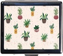 Zilveren Vintage Pill Box 7 Day Metal Pill Box met Spiegel en 8 Compartments Schattig Travel Pill Organizer voor Purse (Schattig Cactus)