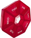 Red Daily Pill Organizer - 7 dagen, 1 keer per dag, Travel Pill Case