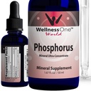 WellnessOne Ionic Phosphorus Supplements - Phosphorus Liquid from Ortho Phosphoric Acid for Teeth, Bone Health, & Energy Support - Non-GMO, Vegan, Gluten Free - 1.67 fl oz