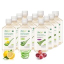 AloëCure Biologische Aloë Vera Sap - 12 Fles Sample Pack - Druiven, citroen, natuurlijke smaak, 12x500ml