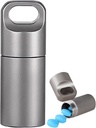 Kleine sleutelhanger pil houder,304 Roestvrij staal Portable Pill Case Organisator voor reizen, Waterdichte Pocket pil Container Medicine Box voor portemonnee mannen (Mini Pill Case), Zilver