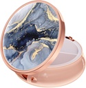 Rouidr Pill Box, 3 Compartiment Medicine Pill Case, Small Metal Travel Medicine Box for Purse & Pocket, Rose Gold, Dark Grey Marble