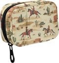 Fustyad Cowboy Riding Horse and Desert Cactus Pill Organizer voor Purse, Weekly Portable Pill Box met rits naar opslag Vitaminen Visolie Medicijnen Supplementen