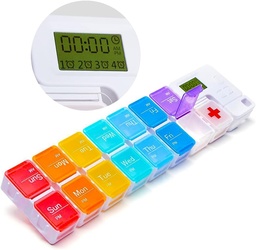 7 Dag Medicine Pillen Organisator, 4 Herinnering Alarmen, Luid geluid, 14 Grote Compartiments, Groot scherm, Vocht-Proof, Reizen Weekly/Daily Pillen Box/Organizer/Case/Container/Dispenser, AM/PM 2 keer per dag