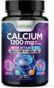 Calcium 1200 mg met vitamine D3 voor beste absorptie - Advanced Bone Support Supplement, 1200 mg Calcium Carbonaat & 1600 IE Vitamine D3, langzame afgifte voor Immune Support, gemakkelijk doorslikken, 60 tabletten