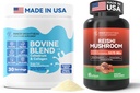 Bovine Colostrum & Collageen Powder for Gut Health, Immune Support, Hair Growth & Beauty Supplement + Reishi Mushroom Supplement with Cordyceps