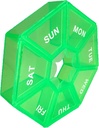 Weekly pil Organizer - Kleine lichtgroene zaak, 1 keer per dag, 7 dagen reiscontainer voor medicijnen
