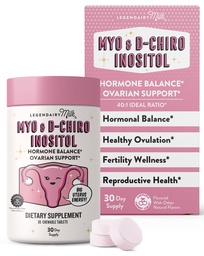 Legendair melk Pure Inositol kauwtabletten - Myo-Inositol & D-Chiro supplement voor Hormonale balans en vruchtbaarheid ondersteuning - Ideaal 40:1 ratio - 30 dagen aanbod