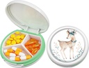 Serfeymi Small Pill Box - 3 Compartments Portable Pill Box for Purse Pocket, Compacte Mini Travel Pill Case - Geschikt voor Geneeskunde, Vitamine, Visolie, Supplementen - White(Dieren)