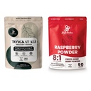 Jungle Powders Premium 5oz Tongkat Ali & Freeze-Dried 7oz Raspberry Bundle - Eurycoma Longifolia Powder Supplement for Men's Health Support gekoppeld aan Unsweeted Red Superfood Extract for Baking