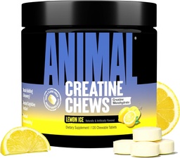 Animal Creatine Kauwtabletten - Verbeterde Creatine Monohydraat met AstraGin om de absorptie te verbeteren, Zeezout voor toegevoegde pompen, Heerlijke en handige kauwtabletten - Citroenijs