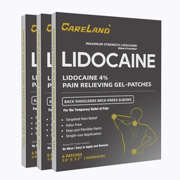 CARELAND Lidocaine Gel Patch, 18 Count Maximale sterkte pijn Patches voor spierverlossing in nekknie rug en schouders ongeparfumeerde Numbing Patch voor kalmerende zenuwen, gewrichten