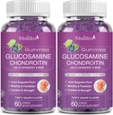 Mulittea Glucosamine Chondroitin Gummies - Extra Strength Joint Support Supplement with MSM & Elderberry for Natural Joint, Antioxidant Immune Support for Adults, Men & Women-Sugar-Free (2 Pack)