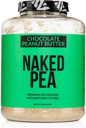 NAKED Pea - Chocolate Peanut Butter Protein from US & Canadian Farms, Organic Cocoa, Organic Coconut Sugar - No GMO, No Soy, and Gluten Free, Aid Growth and Recovery - 52 Servings