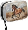 Fustyad Beautiful Running Horse Oil Painting Pill Organizer Case met Zipper 2 keer Een dag voor vitamine en supplement, 7 dagen reizen Organisator Geneeskunde geval