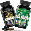 Sea Moss and Shilajit Bundle - 90 Count - Sea Moss, Black Seed Oil, Ashwagandha, Turmeric & Shilajit, Rhodiola Rosea,Burdock, Bladderwrack 21 in 1 Supplementen (2 Packs) Bruin