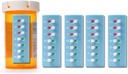 Take-n-Slide Peel and Stick Herbruikbaar voor 12 + Refills, Pillen/Medicatie/Vitamine/Pet Med Tracker & Herinnering, Bevestig aan uw fles, Organisator-Free, Curved-Back (Blauw, 5-Pack)
