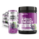 Optimale voeding Amino Energy Powder: Concord Grape (65 porties) met essentiële Amino Energy Plus Elektrolyes Sparkling Drink: Grape (12 blikken) - Bundle Pack