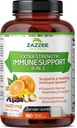 Zazzee Extra sterkte 8-in-1 Immune Support, 1400 mg per capsule, 180 Vegan Capsules, 1000 mg Vitamine C, 1000 IE D3, Zink, Vlierbes, Echinacea, Goldenseal, Kurkuma, Astragalus, Made in The USA