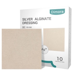 Dimora Upgrade 10 verpakkingen Silver Antibacterial Alginate Wound Dressing Pads, Non-Stick Sterile Gauze,Highly Absorbing & Comfortable,4' x 4' Patches