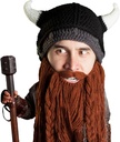 Baard Hoofd Viking Pillager - Originele handgemaakte brei Viking Horn helm en verwijderbare gevlochten bruine / zwarte baard