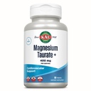 KAL Magnesium Taurate 400 mg Plus RvE-vitamine B6, gecheleerd Magnesiumsupplement, gezonde spierfunctie, zenuw- en hartgezondheidsondersteuning, Glutenvrij, Veganistisch, 60 dagen garantie, 45 Serv, 90 tabletten