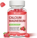 Calcium Magnesium Zink Gummies met Vitamine D3 & K2, Hoge Absorptie Magnesium Glycinate Kalium voor Immune en Kalm Mood, Raspberry Flavor 60 Gummies