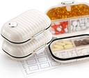 [2 Pack] Zannaki Pill Case Portable Small Weekly Travel pil Organizer, schattig vocht Proof pil Box houder voor portemonnee, dagelijkse Mini Pocket Pharmacy Medicine Container voor vitamine, visolie, supplement