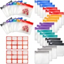 35+2 stuks Pill Pouch Tassen Zippered Pill Pouch Set met 2 vellen Label, 7 kleuren pil zakjes voor de geneeskunde Reizen Herbruikbare kleine plastic pil zakjes voor reizen / thuis Dagelijks gebruik